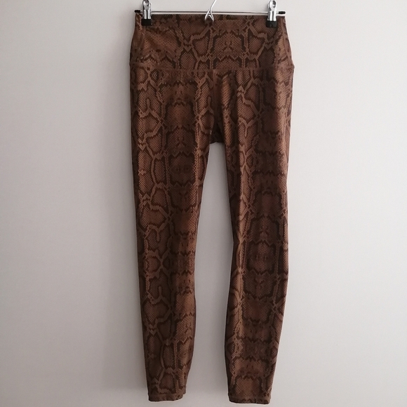 Varley Luna 25" Leggings Brown Burnt Snake Print Medium - Picture 2 of 16